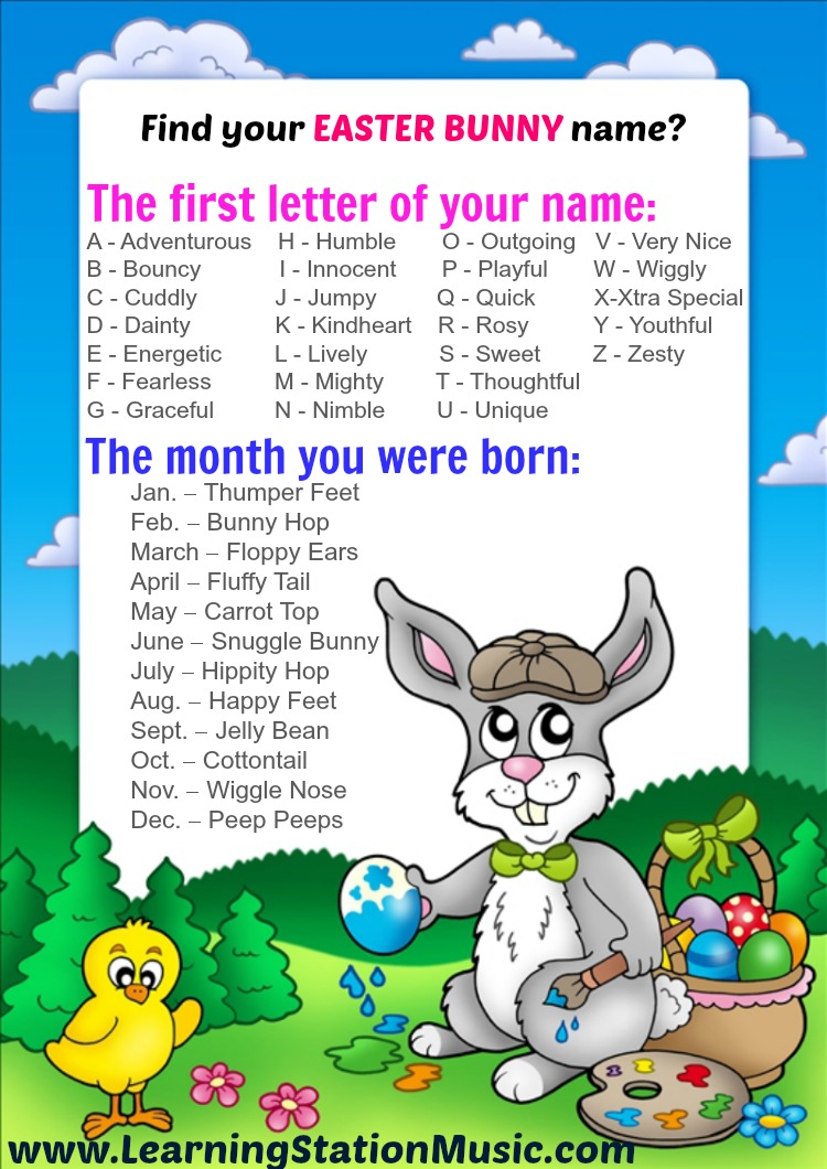 Find Your Easter Bunny Name: A Fun Easter Activity for Childen | The  Learning Station
